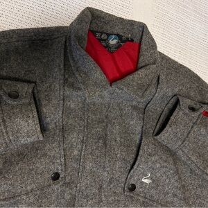 Vintage Swanndri Mens Large Grey New Zealand Wool Bomber Jacket zip  * Flaw